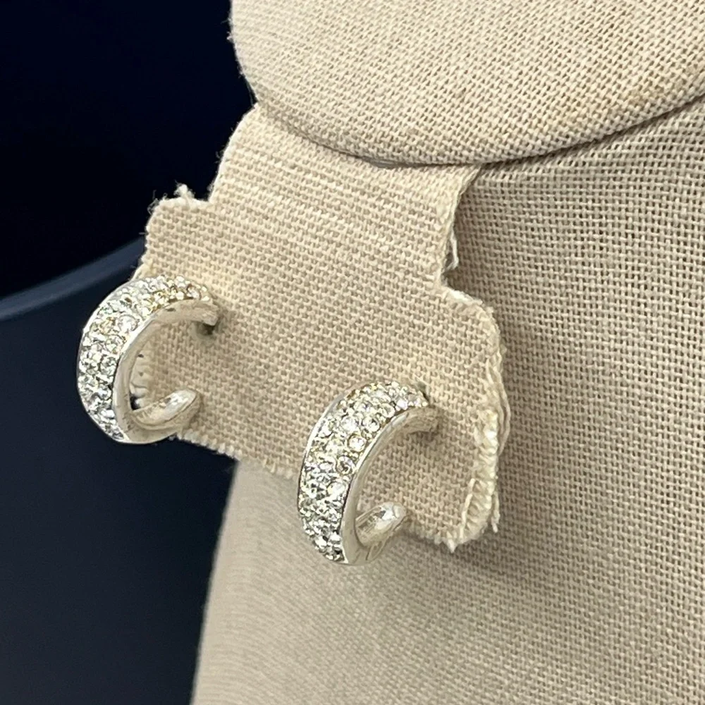 Vintage QVC Necklace & Earring Set – Silver-Tone with Crystal / CZ Accents